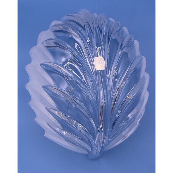 Walther Glas Ombre Clear Frosted Leaf Shaped Serving Bowl From Germany - Picture 6 of 11